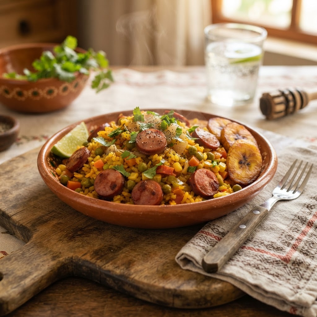 Arroz con Salchicha Casero
