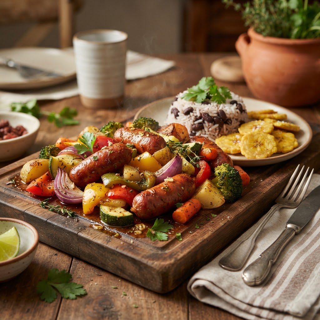 Salchicha al Horno con Vegetales