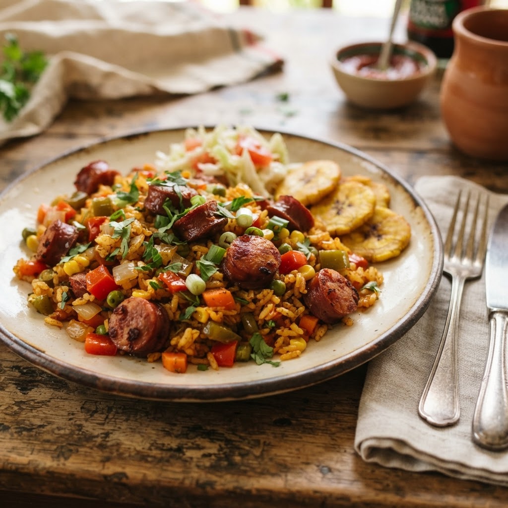 Arroz con Salchicha Ahumada