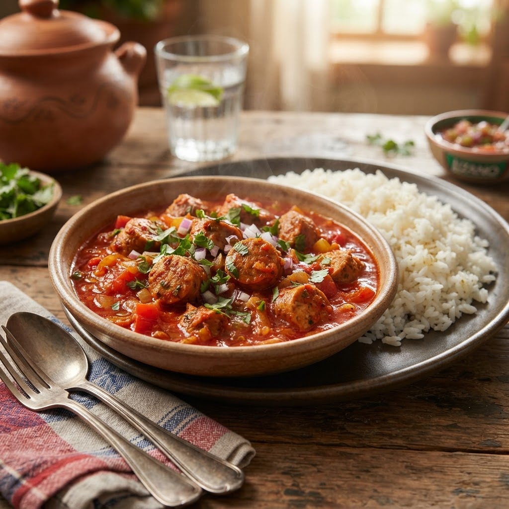 Salchichón de Pollo en Salsa de Tomate