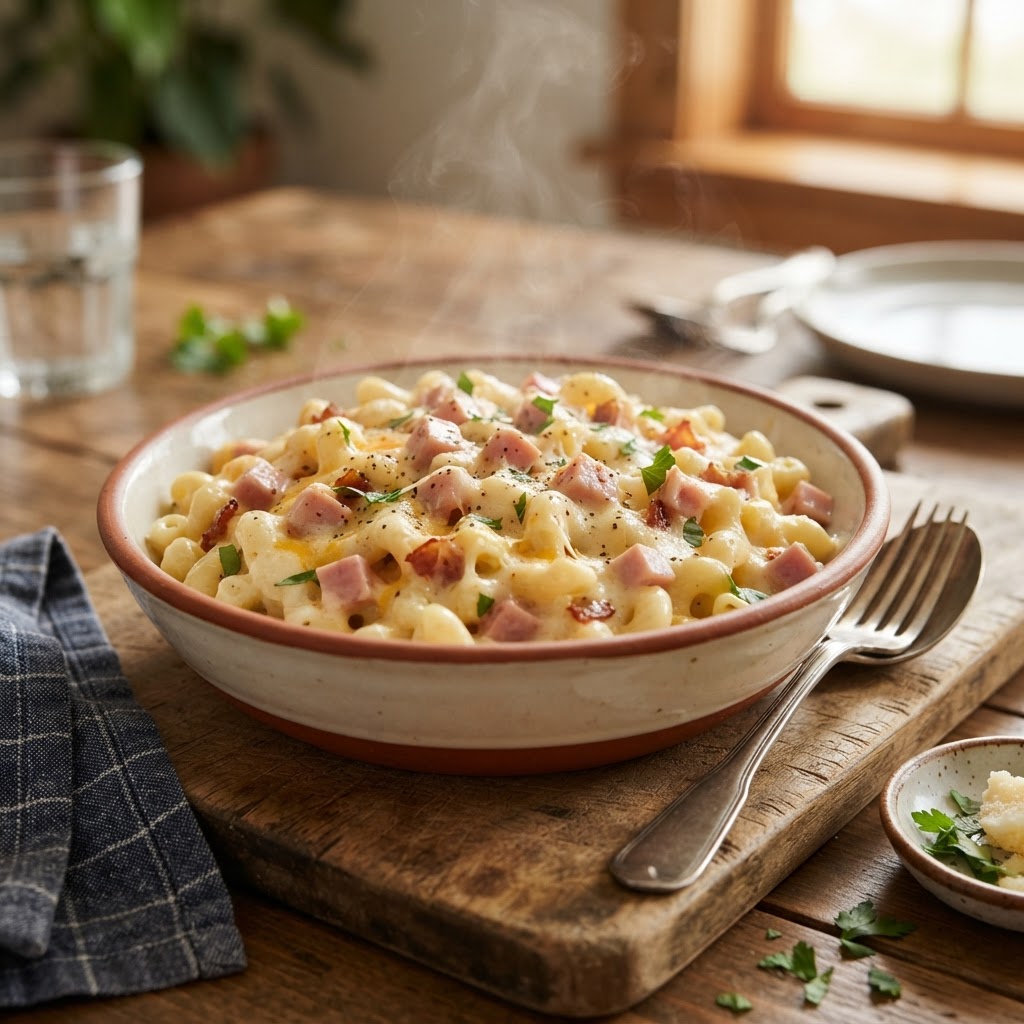 Macarrones con Jamón y Crema