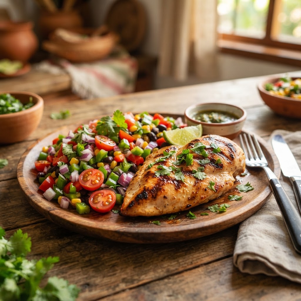 Pechuga a la Plancha con Ensalada Criolla
