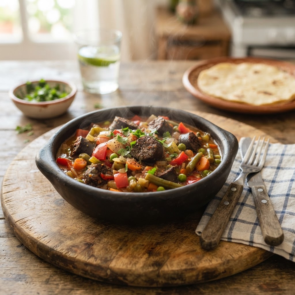 Morcilla Guisada con Vegetales
