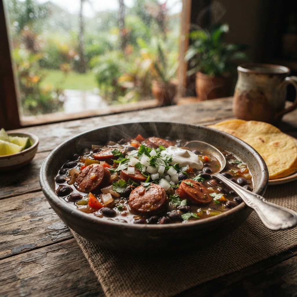 Sopa de Frijoles con Salchicha