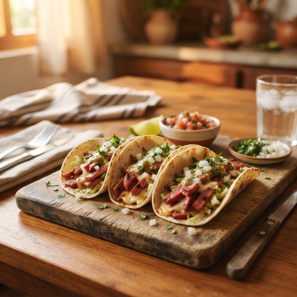 Tacos de Tortilla de Harina y Mortadela