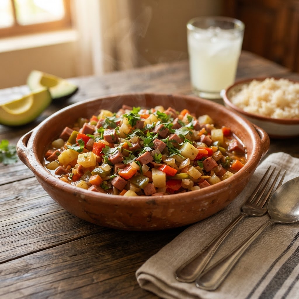 Picadillo de Mortadela con Papas