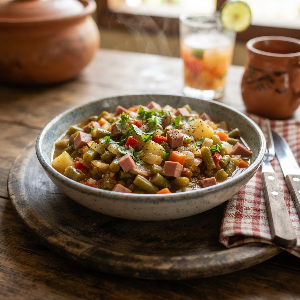 Picadillo de Vainicas con Mortadela