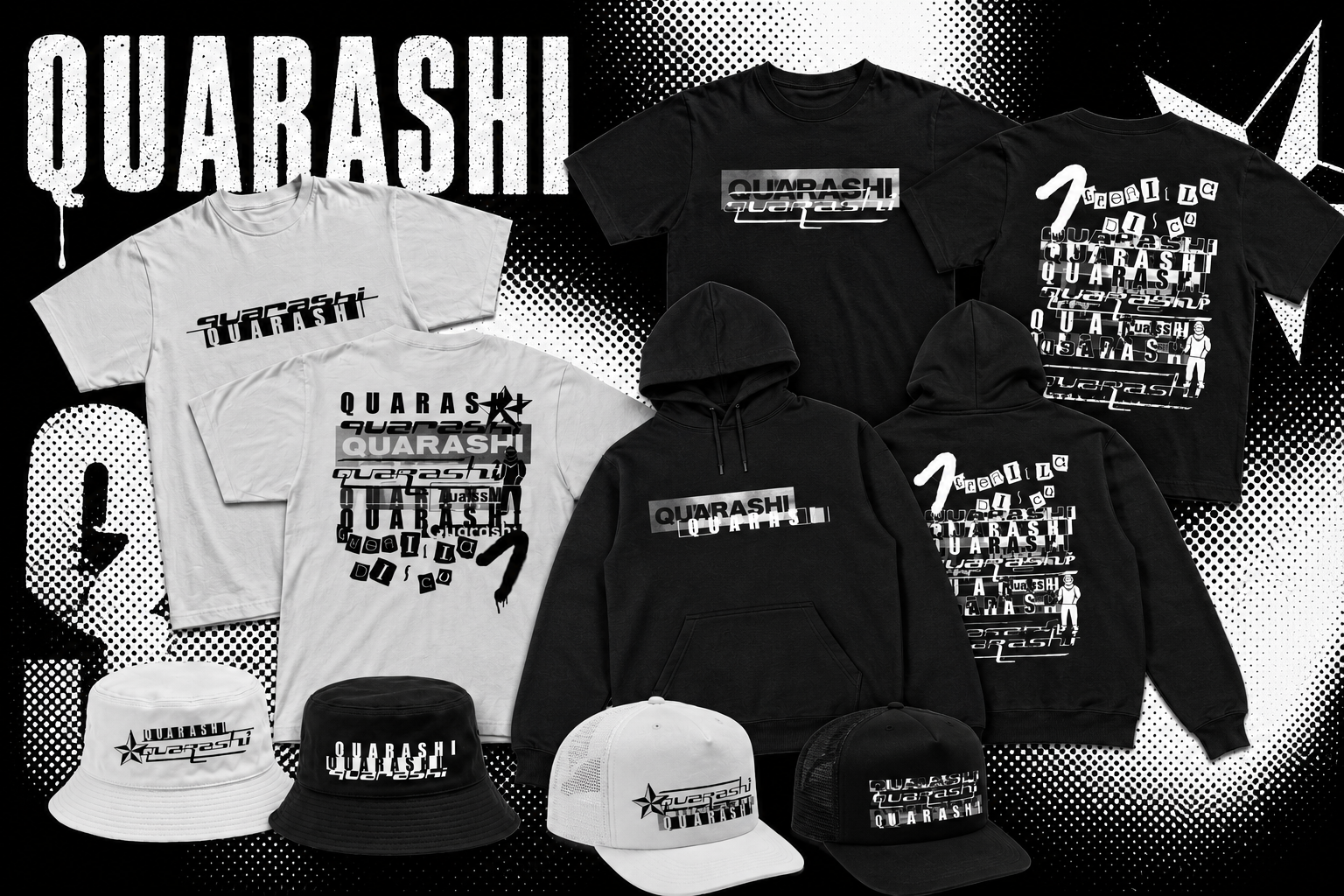 Quarashi merch — t-shirts, hoodies and hats