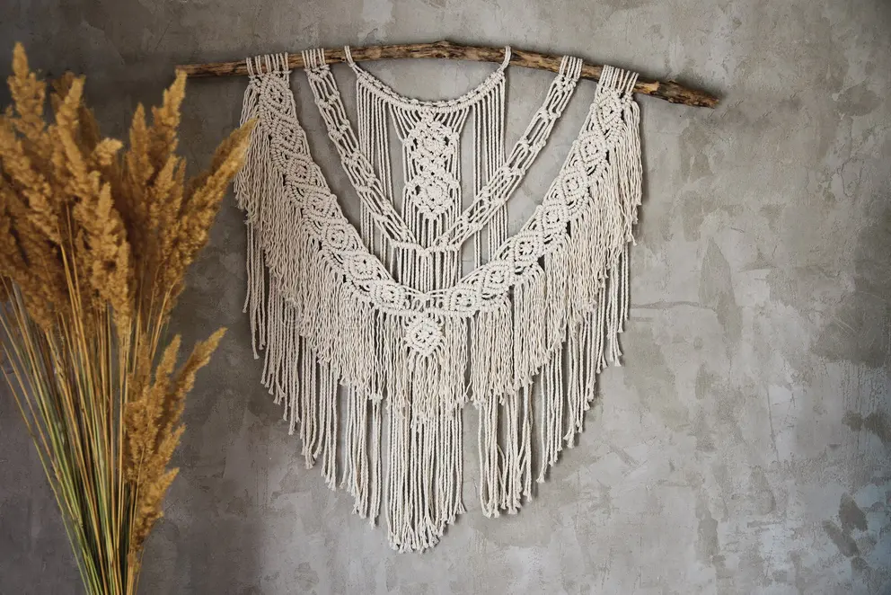 Macrame wall hanging with pampas grass