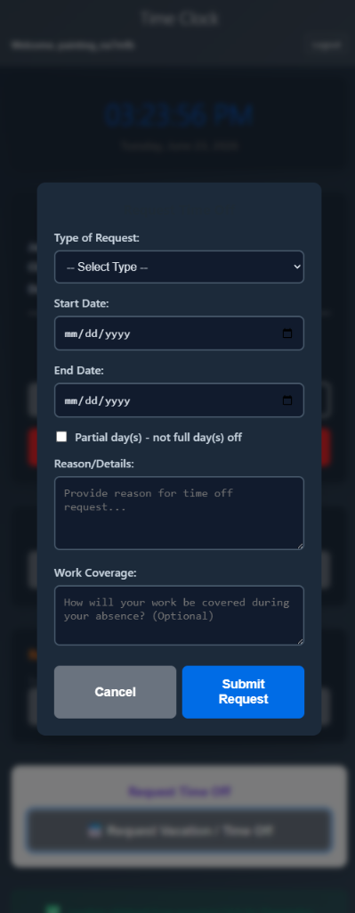 Real mobile contractor administration interface