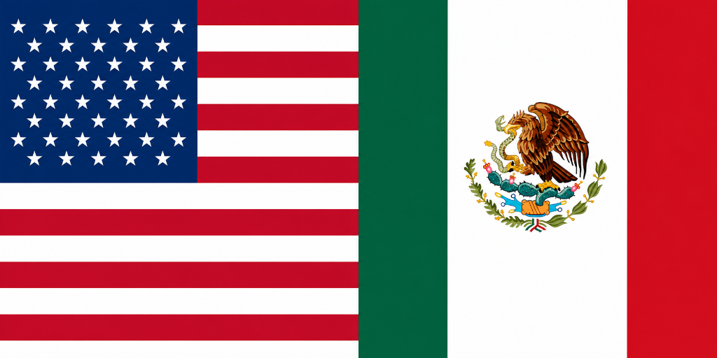 United States and Mexico flags