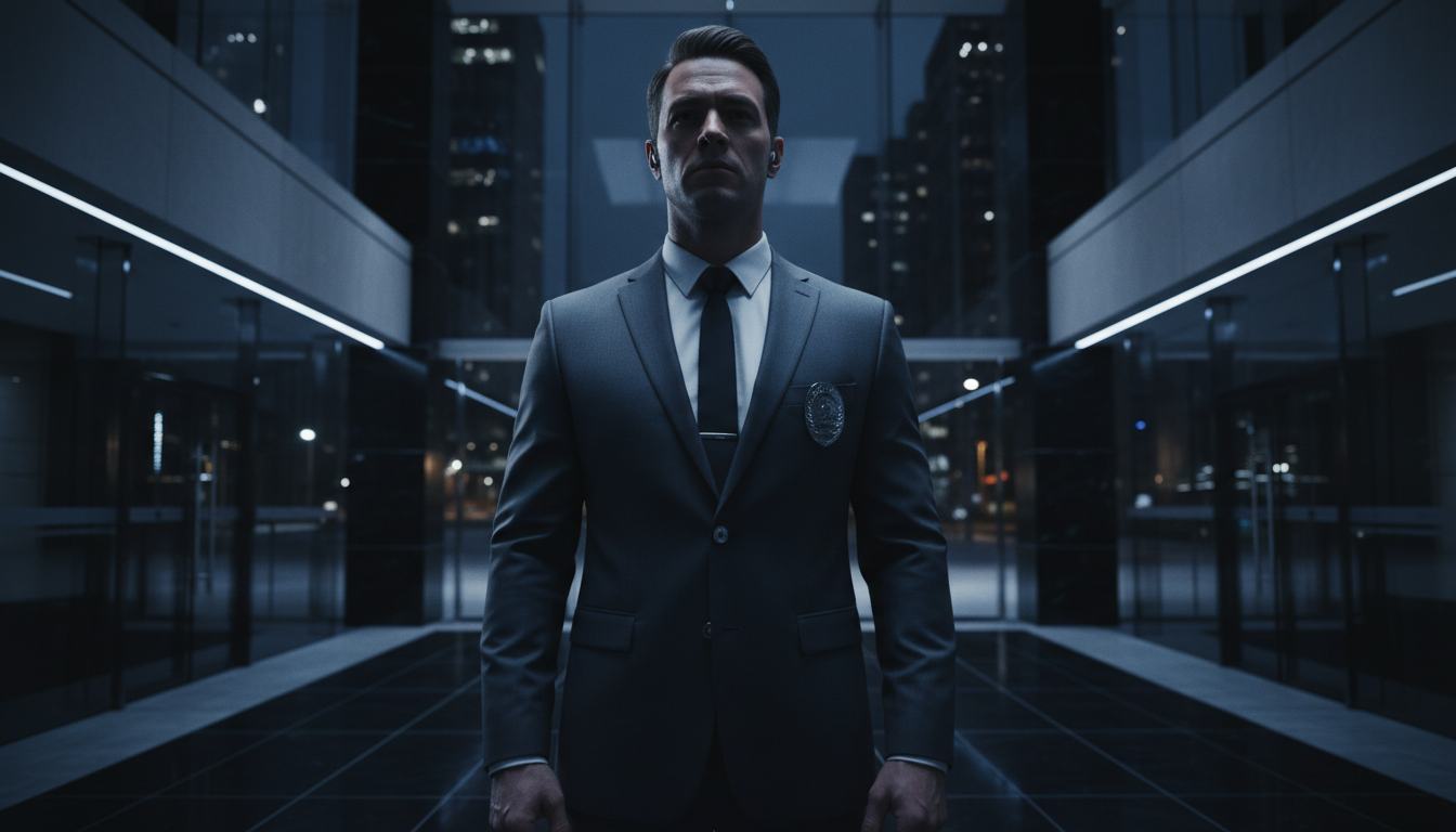 Professional security officer in corporate environment