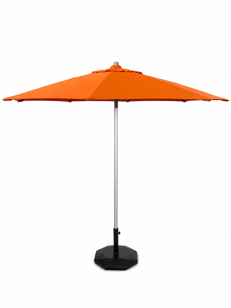 Sombrilla Portofino 2.7 x 2.7 m de poste central con estructura de aluminio y cubierta naranja