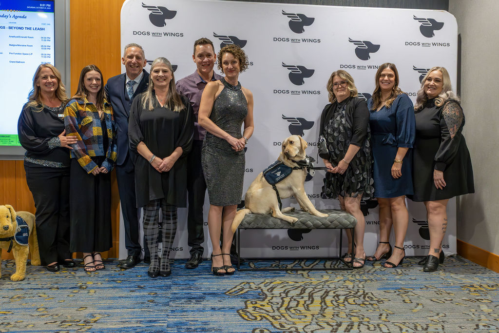 Gala 2025 black service dog portrait in red collar