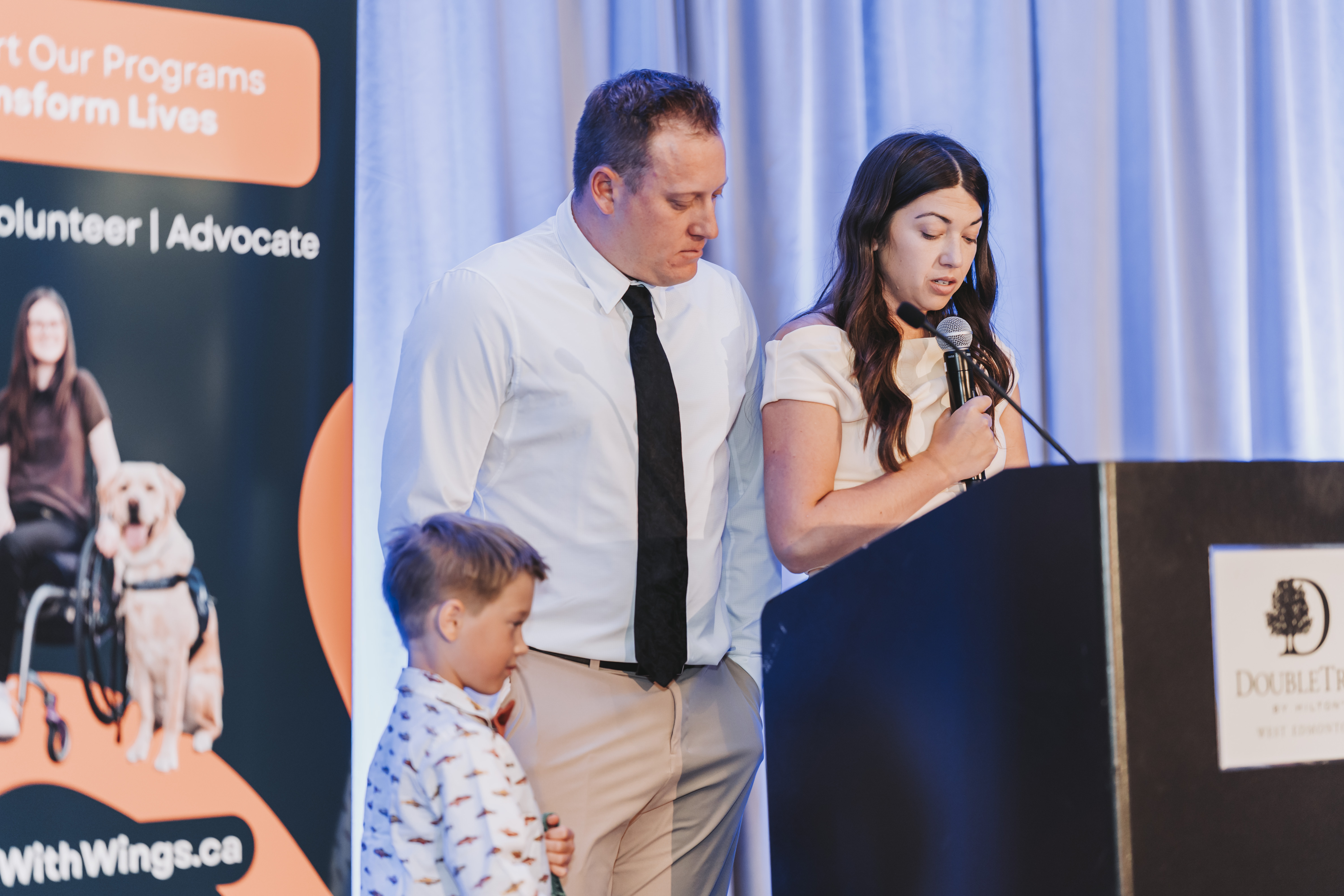 A guest speaking from the podium on the gala stage