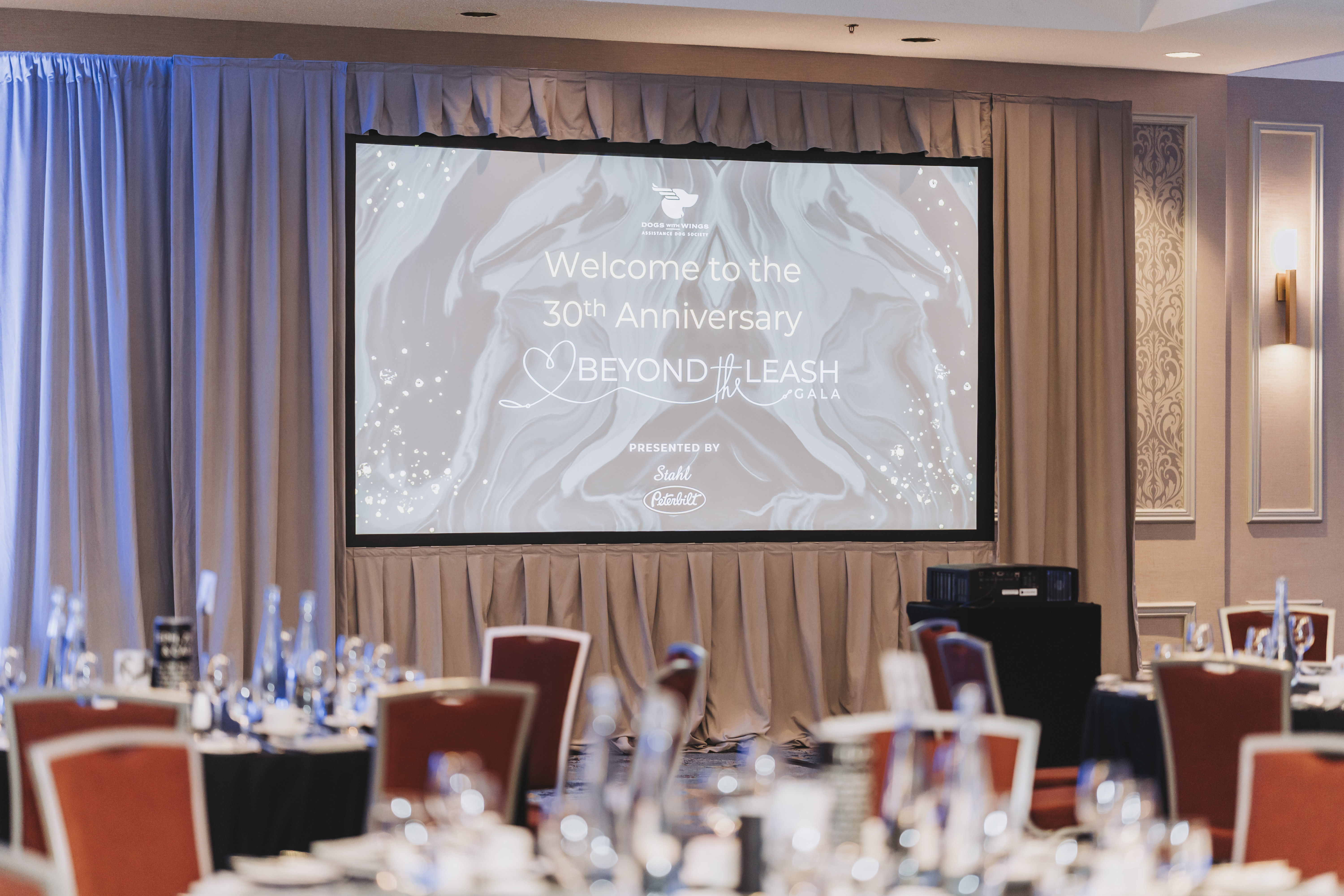 The welcome screen for the 30th anniversary Beyond the Leash Gala