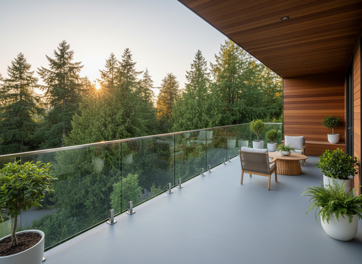 Modern balcony with waterproof vinyl membrane