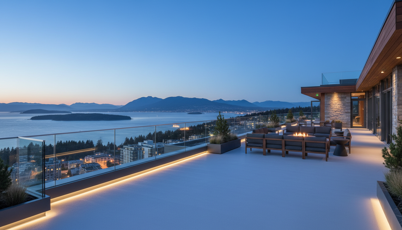 Rooftop vinyl membrane deck with ocean view