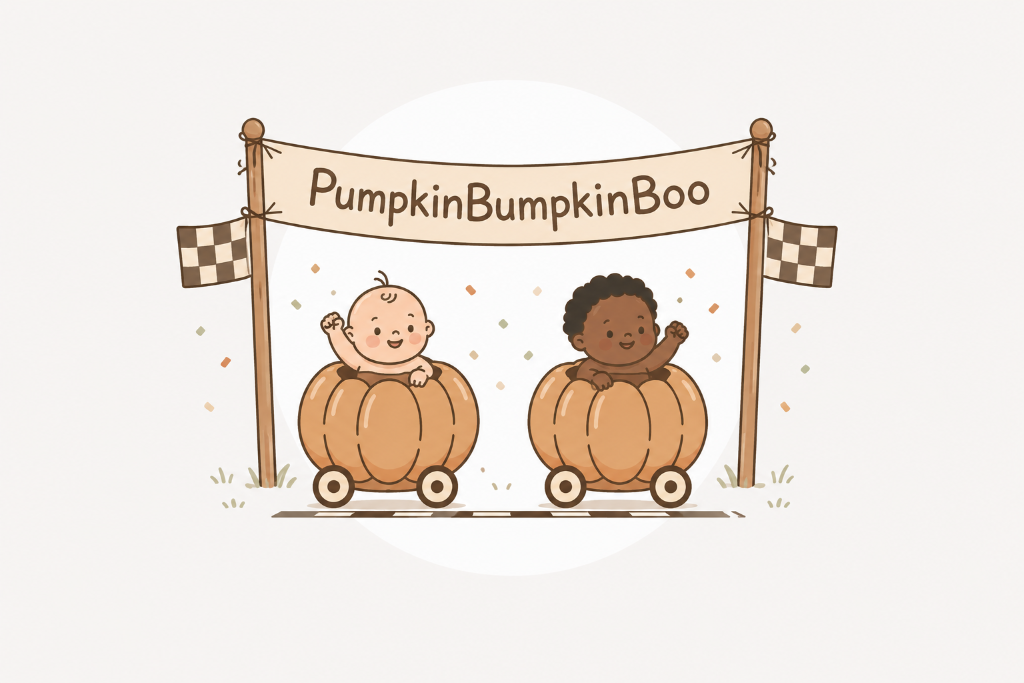 Baby in a pumpkin cart