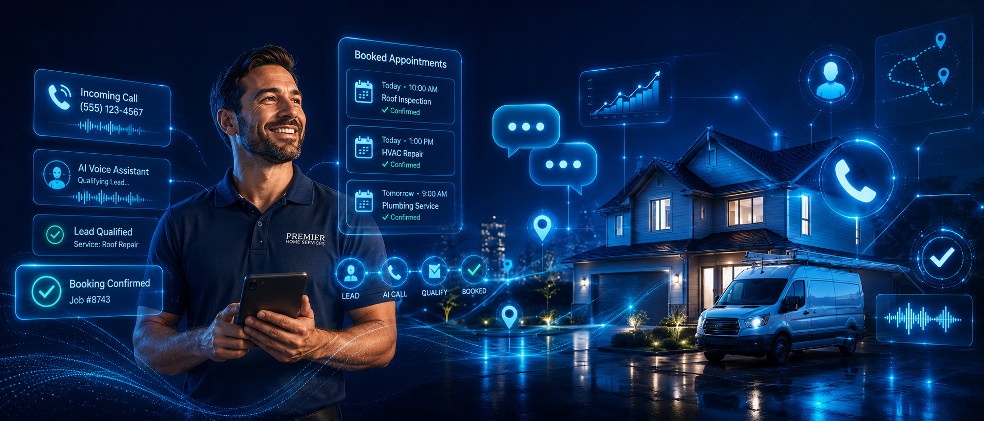 AI-powered lead capture and booking flow for a home service business