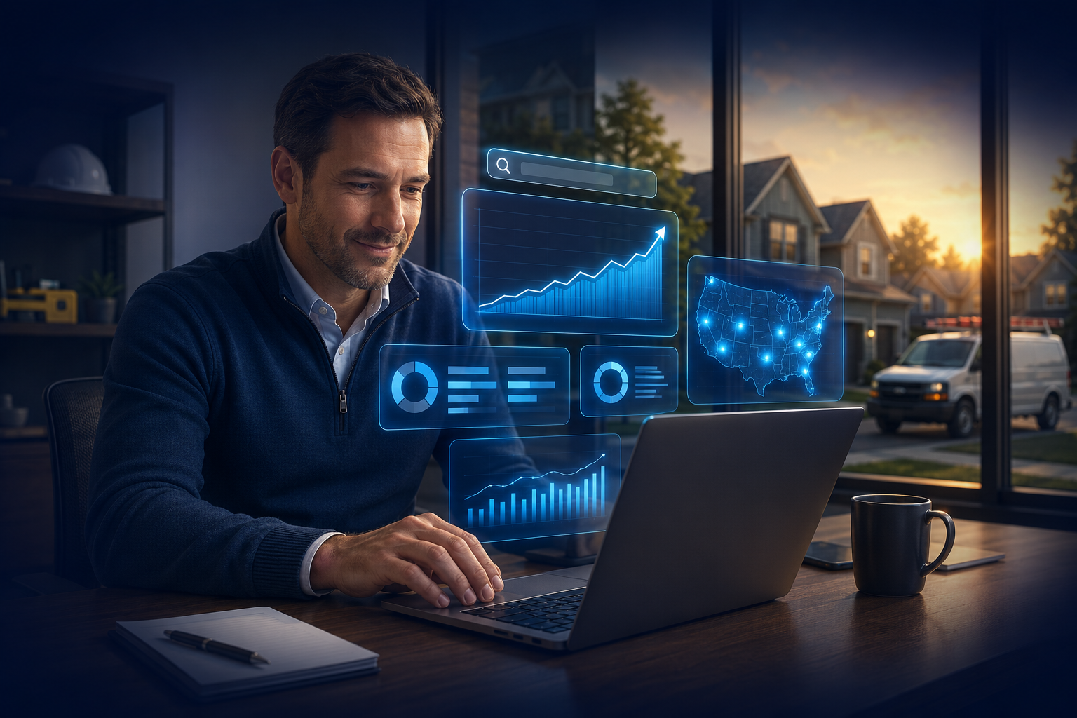 Home service business owner reviewing ChatGPT Ads campaign performance