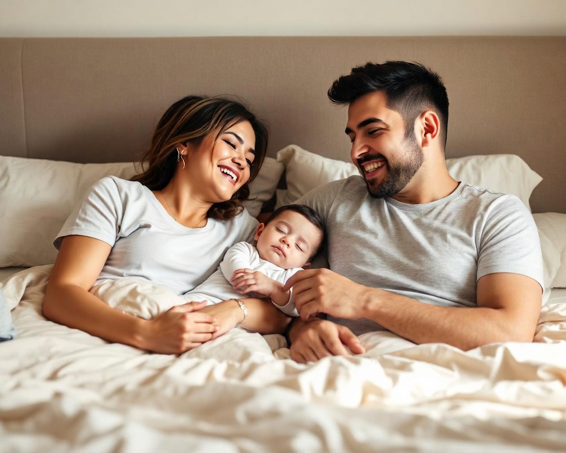 Família feliz descansando junta