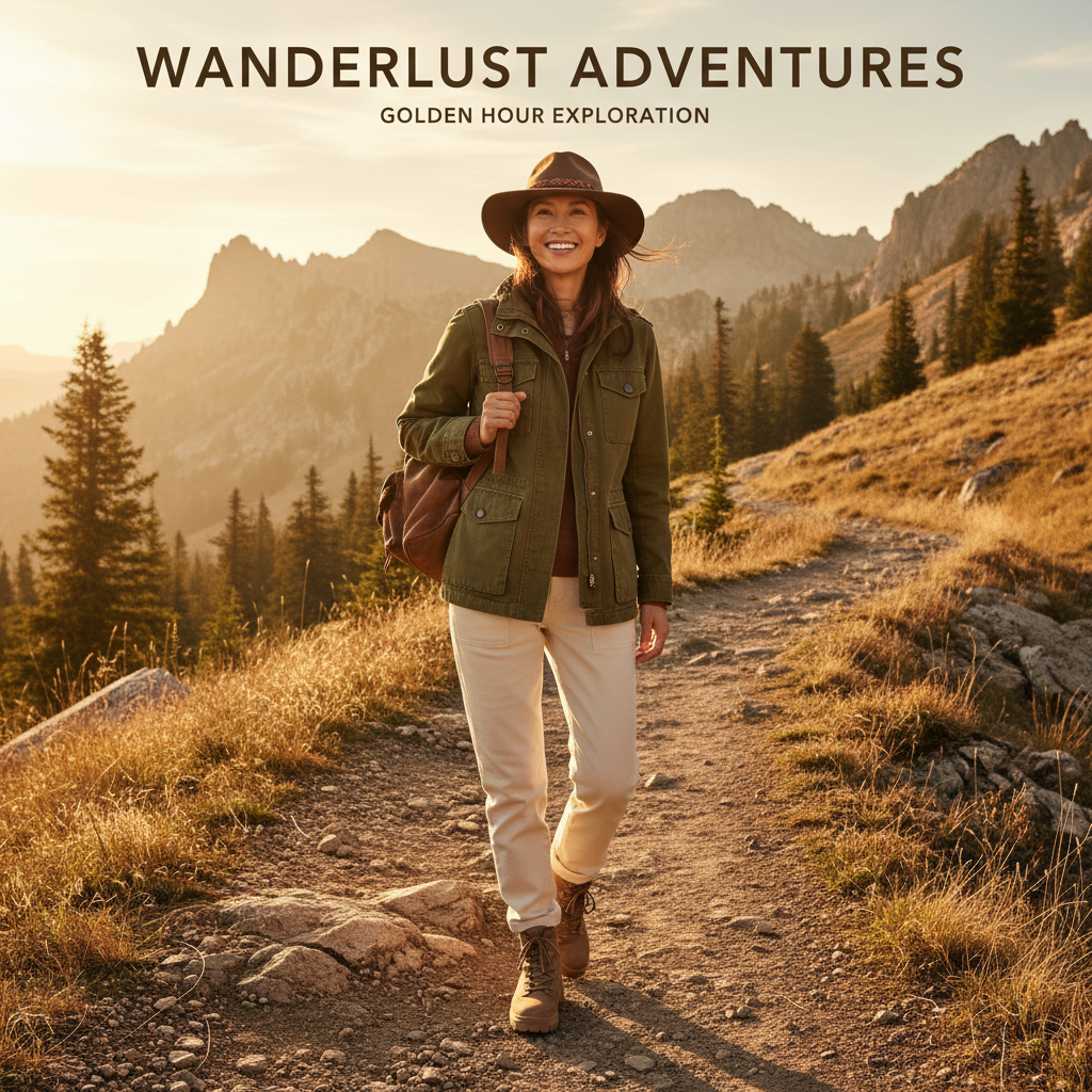 Outdoor style — Asian woman in her 40s in functional outdoor wear