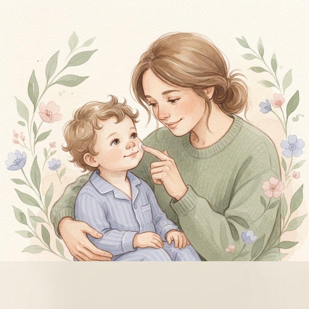 Parent gently comforting a child