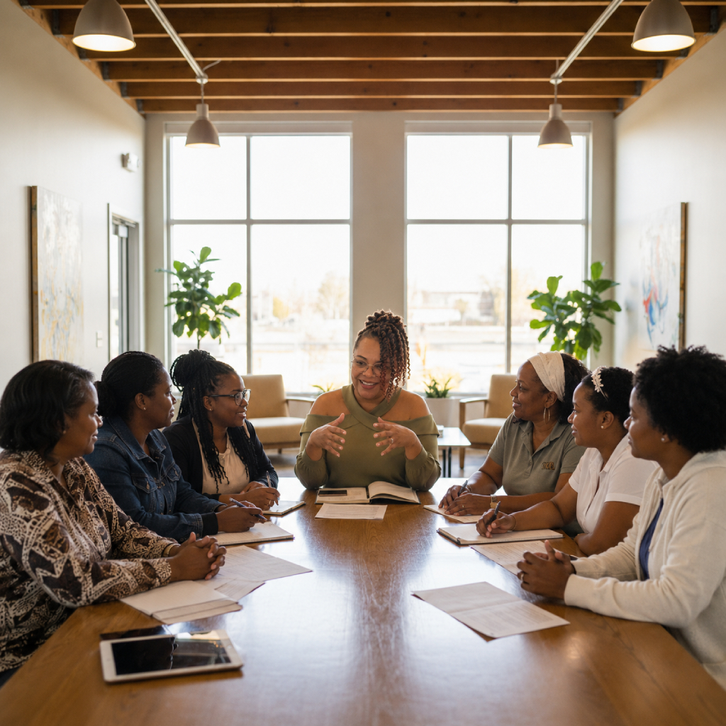 African American and multicultural women in a leadership workshop