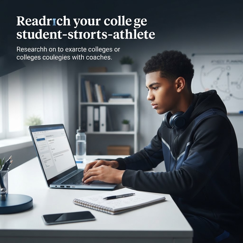 A young student athlete wearing a hoodie and headphones works on a laptop at a desk.
