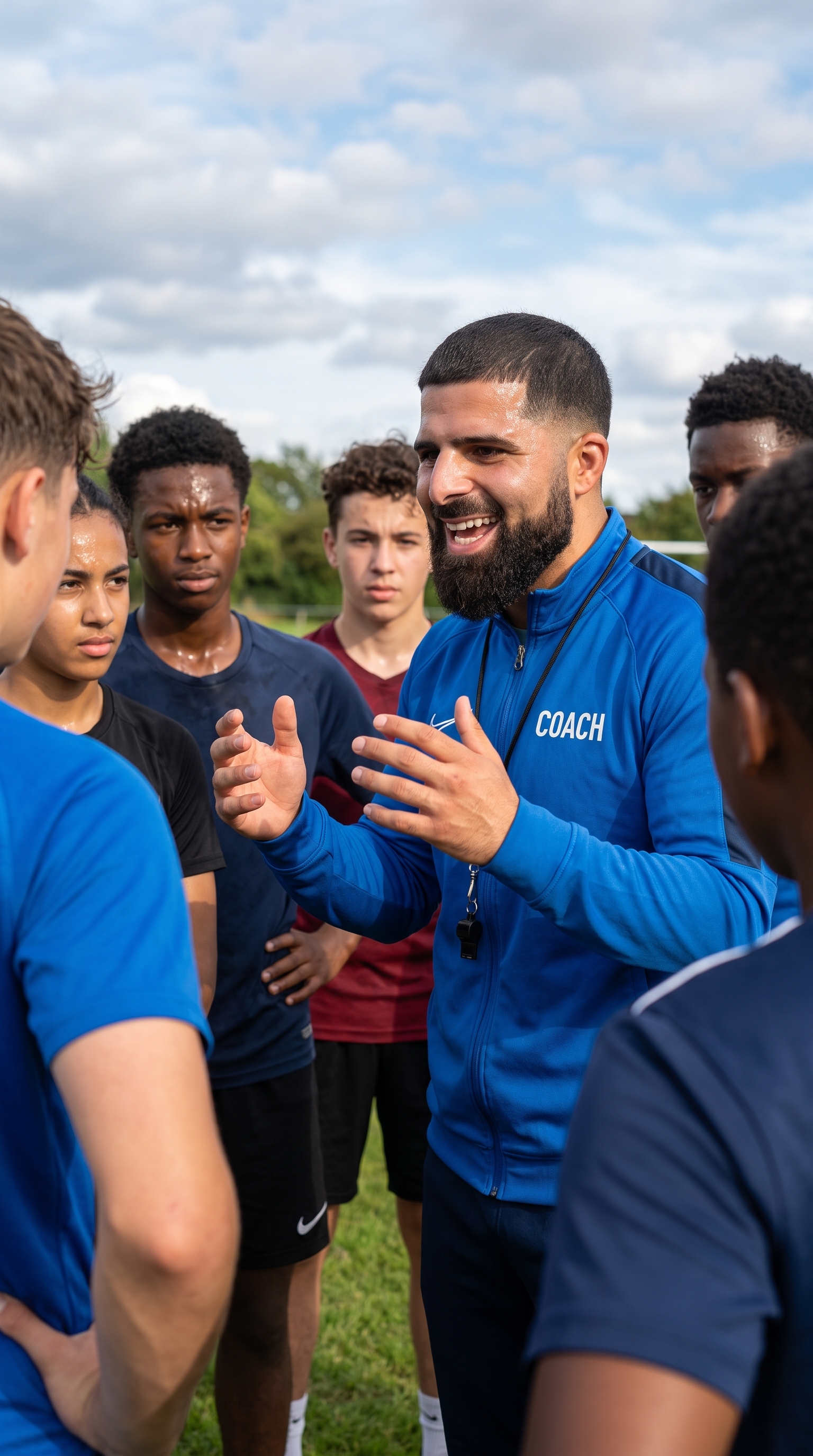 Football testing sequence showing a sprint, performance chart, and athlete review