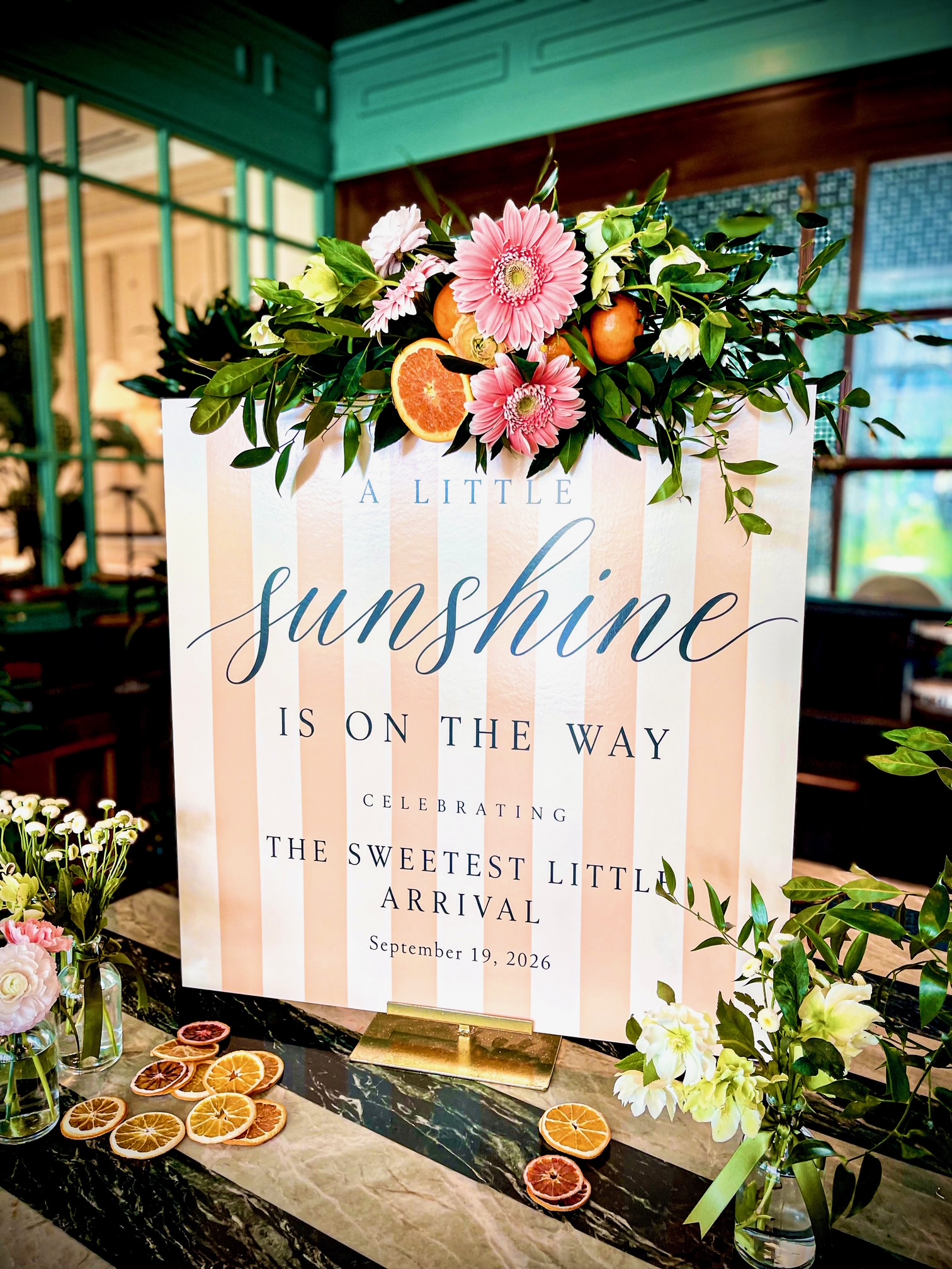 Hand-lettered event welcome sign in Sarasota, FL by Two Sisters Events