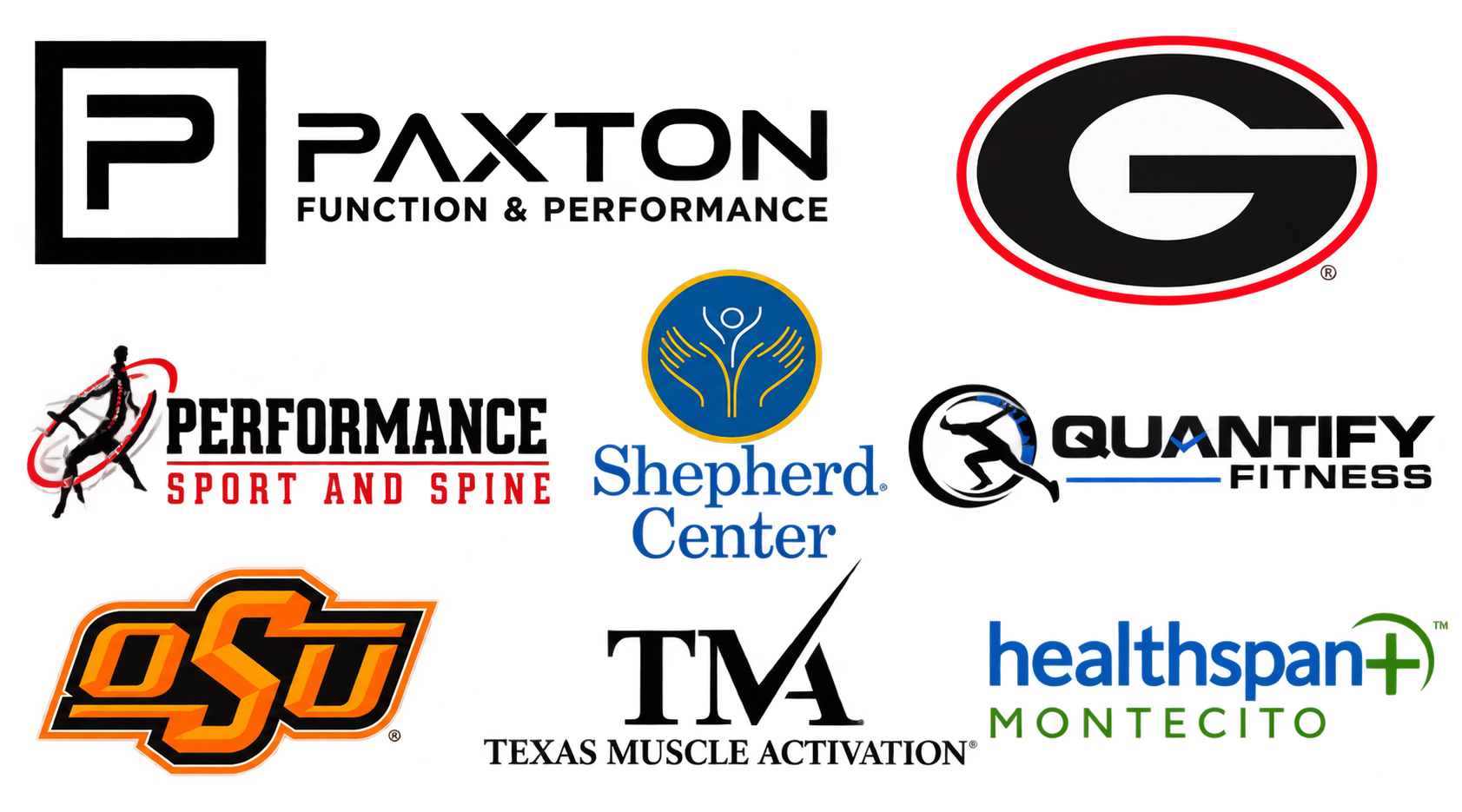 Graybar Chiropractic AllCore360° partners including University of Georgia, Shepherd Center, Oklahoma State University, and others