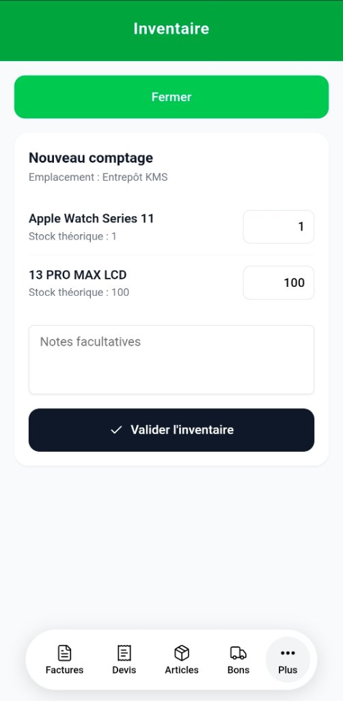 Étape 7 — Saisir les quantités comptées