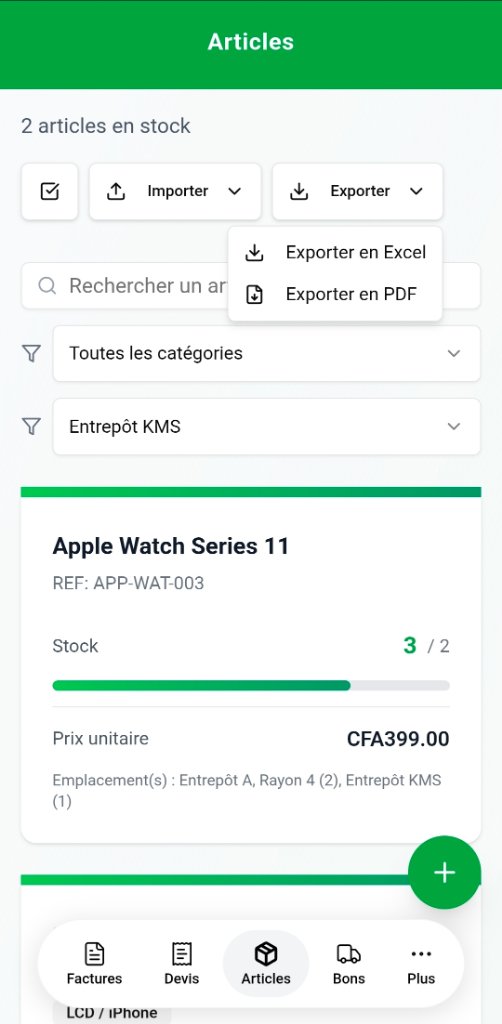 Étape 4 — Exporter votre stock