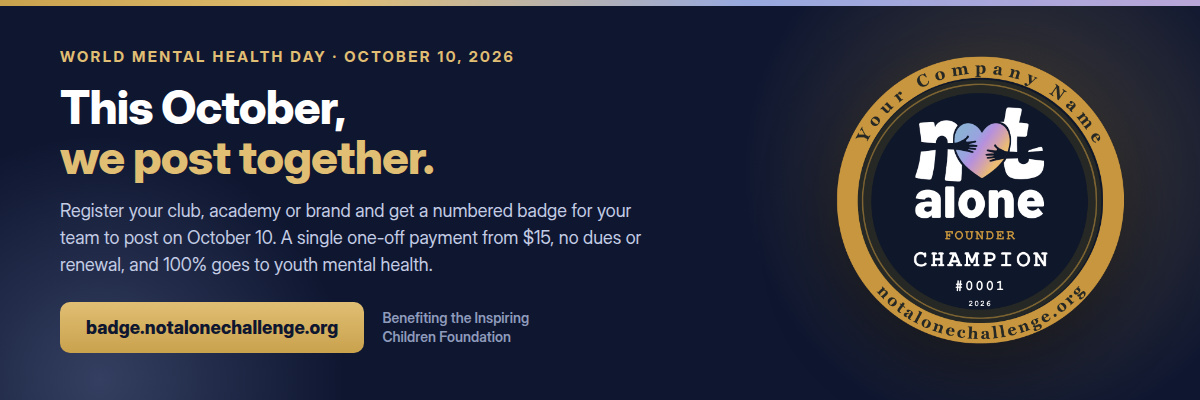 Not Alone Challenge — Founder Champion numbered badge for World Mental Health Day, October 10, 2026