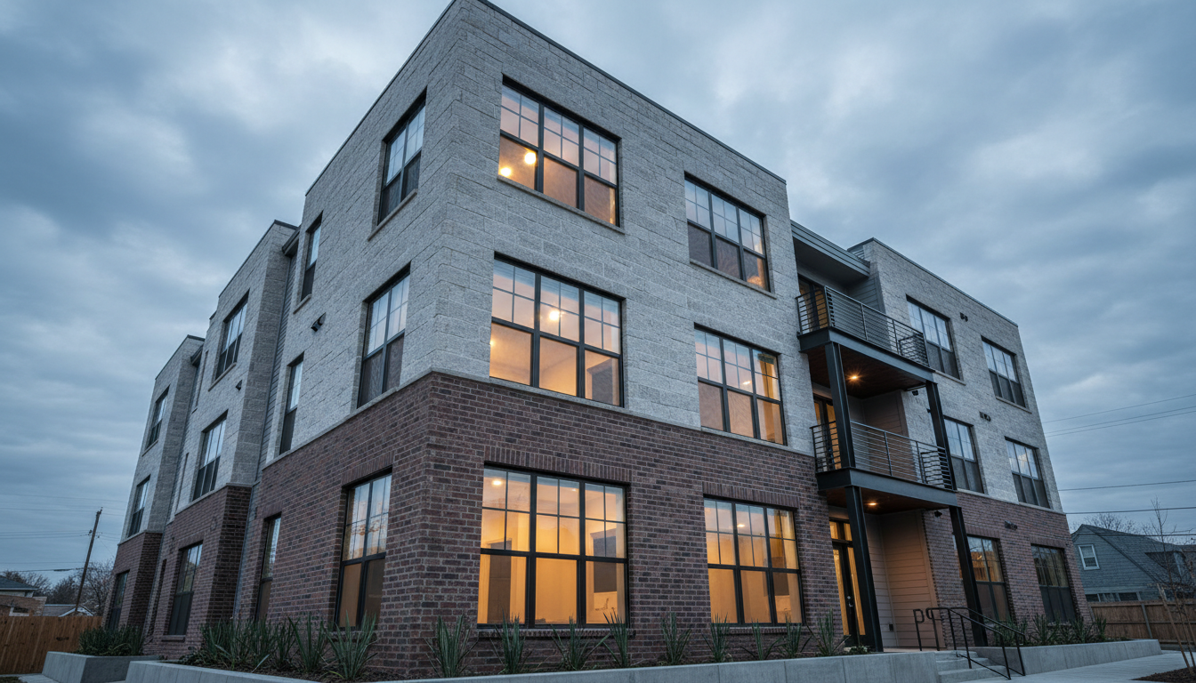 Modern multifamily investment property — architectural exterior