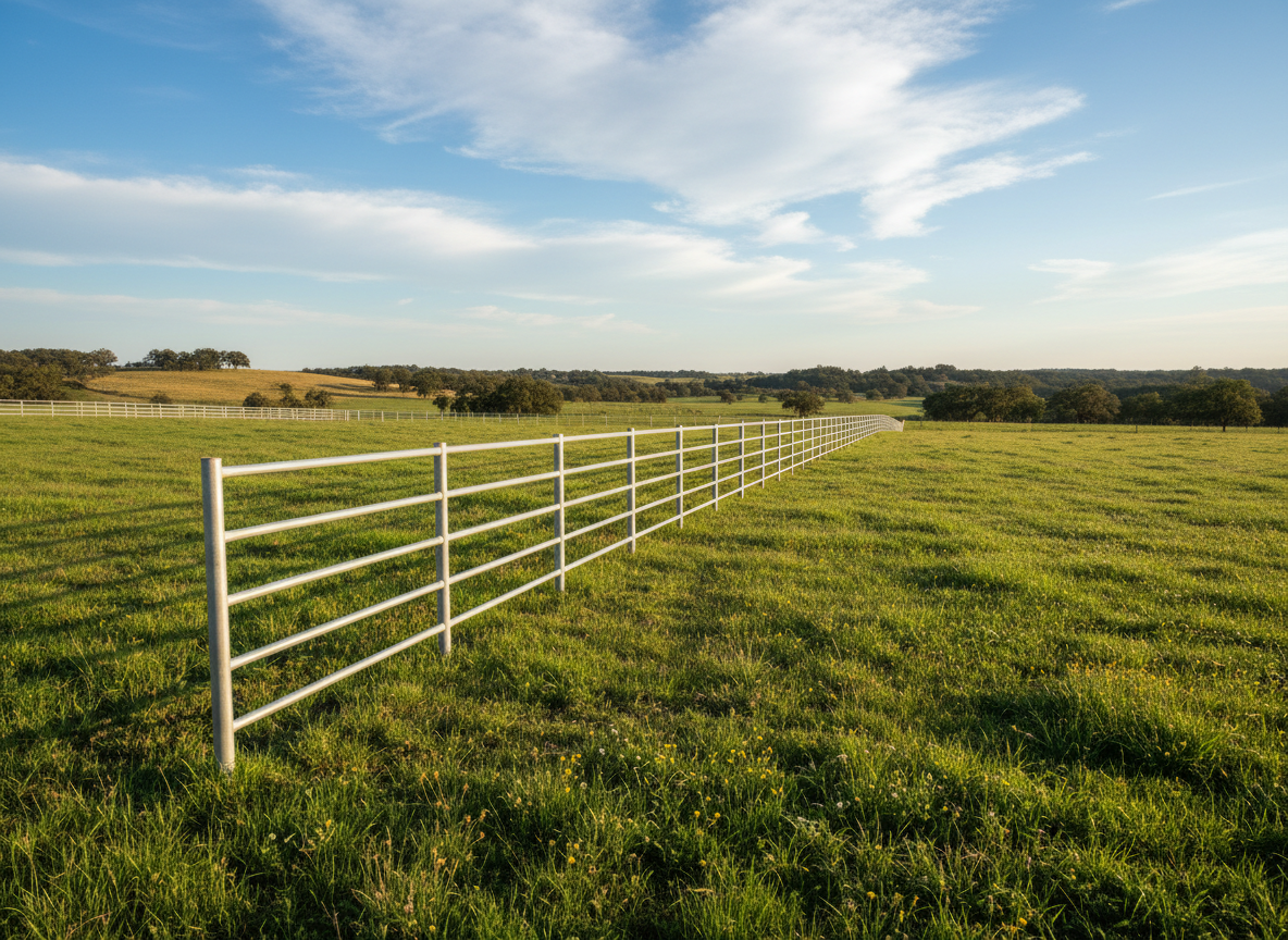 Pipe fencing installation in an open field