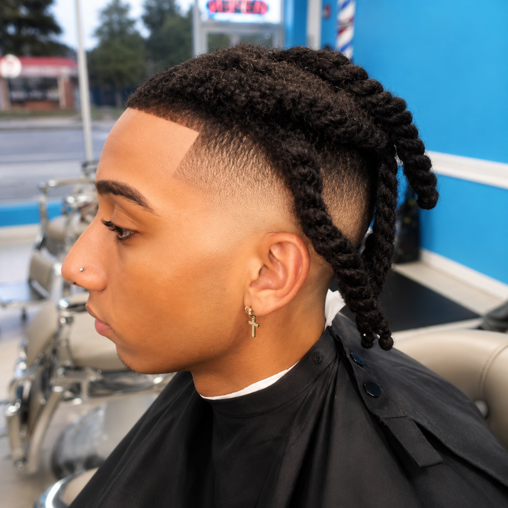 Man with natural curls and taper fade