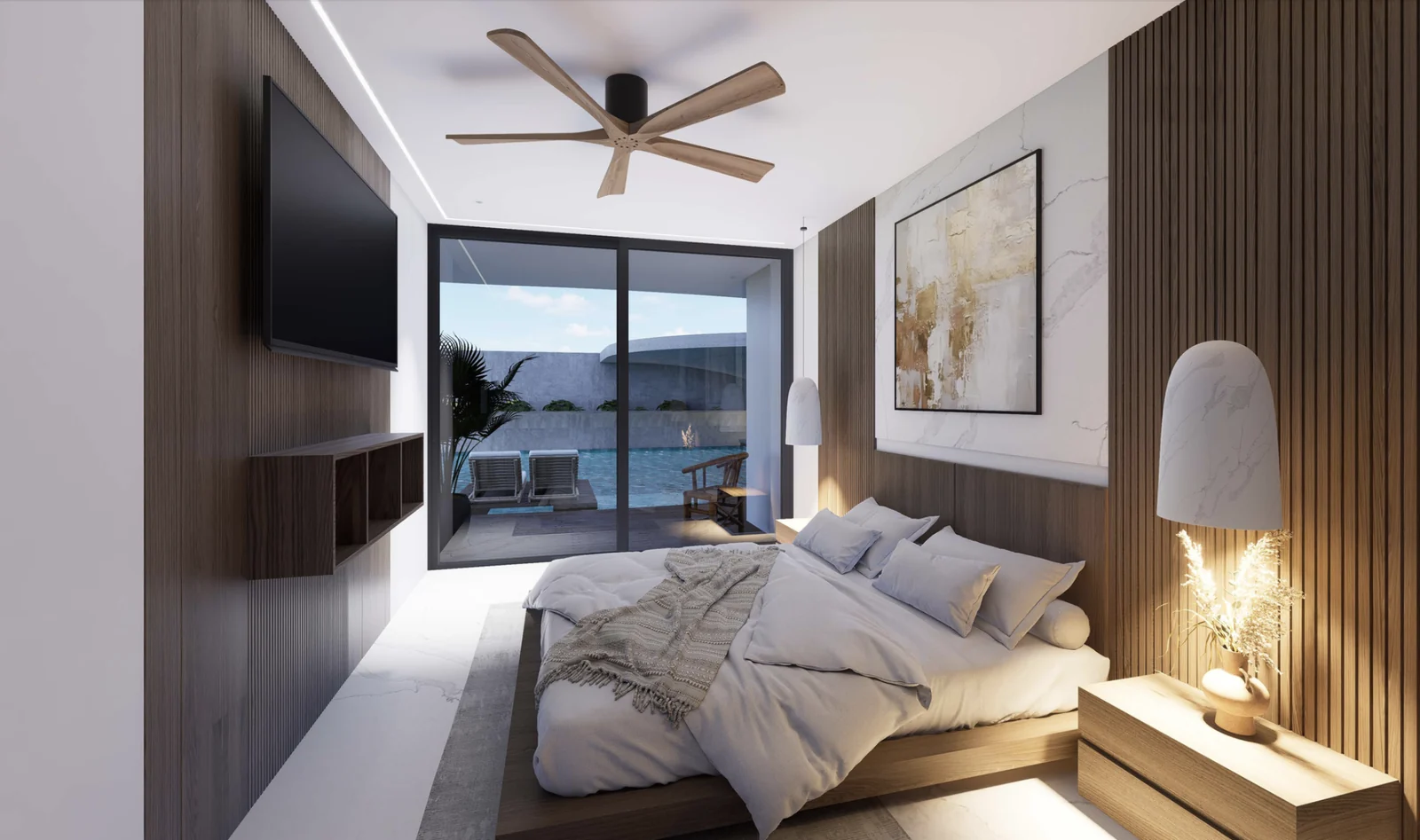 Nublar, dormitorio principal con vista a la terraza