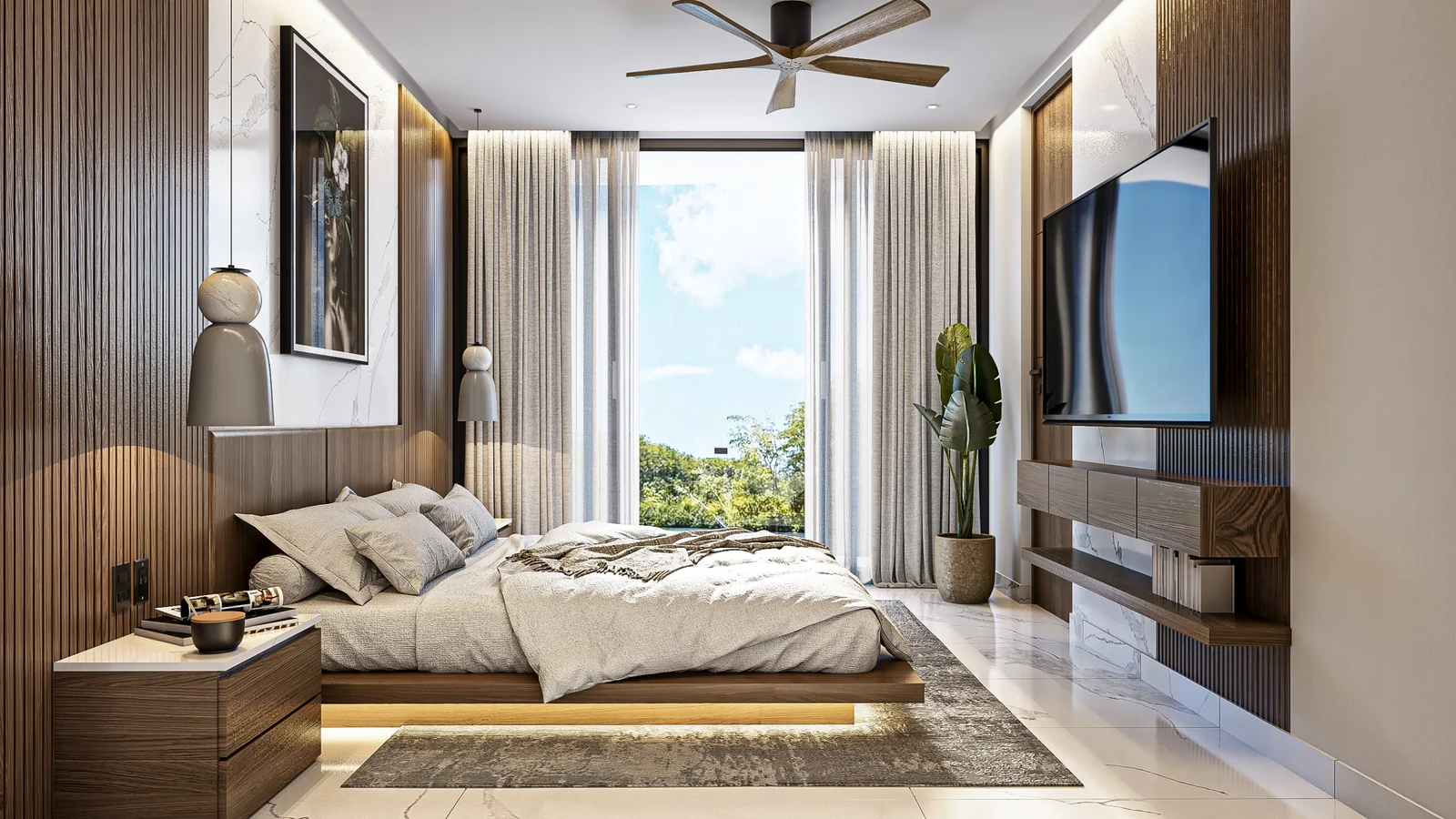 Brisa, dormitorio con vista al jardín