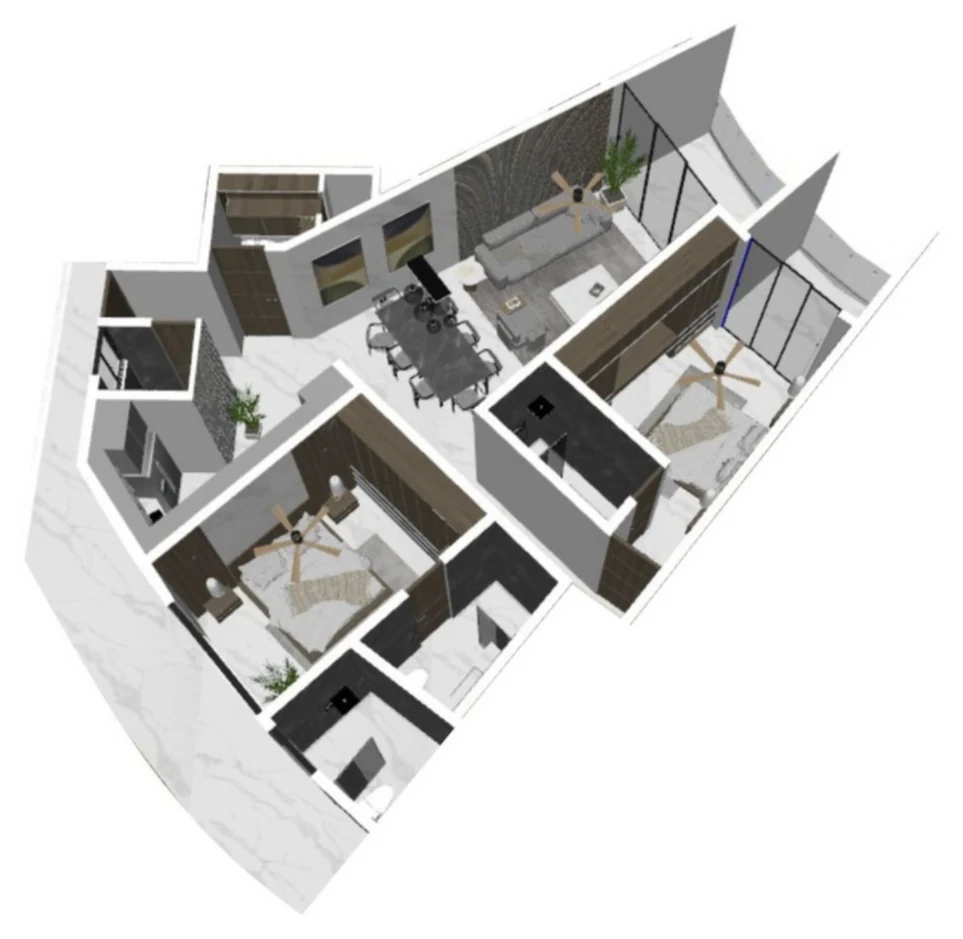 Plano 3D de la residencia Shine, Nova Bay, Tankah, Tulum