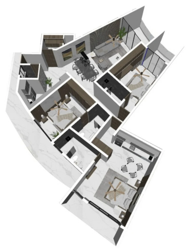 Plano 3D de la residencia Brisa, Nova Bay, Tankah, Tulum