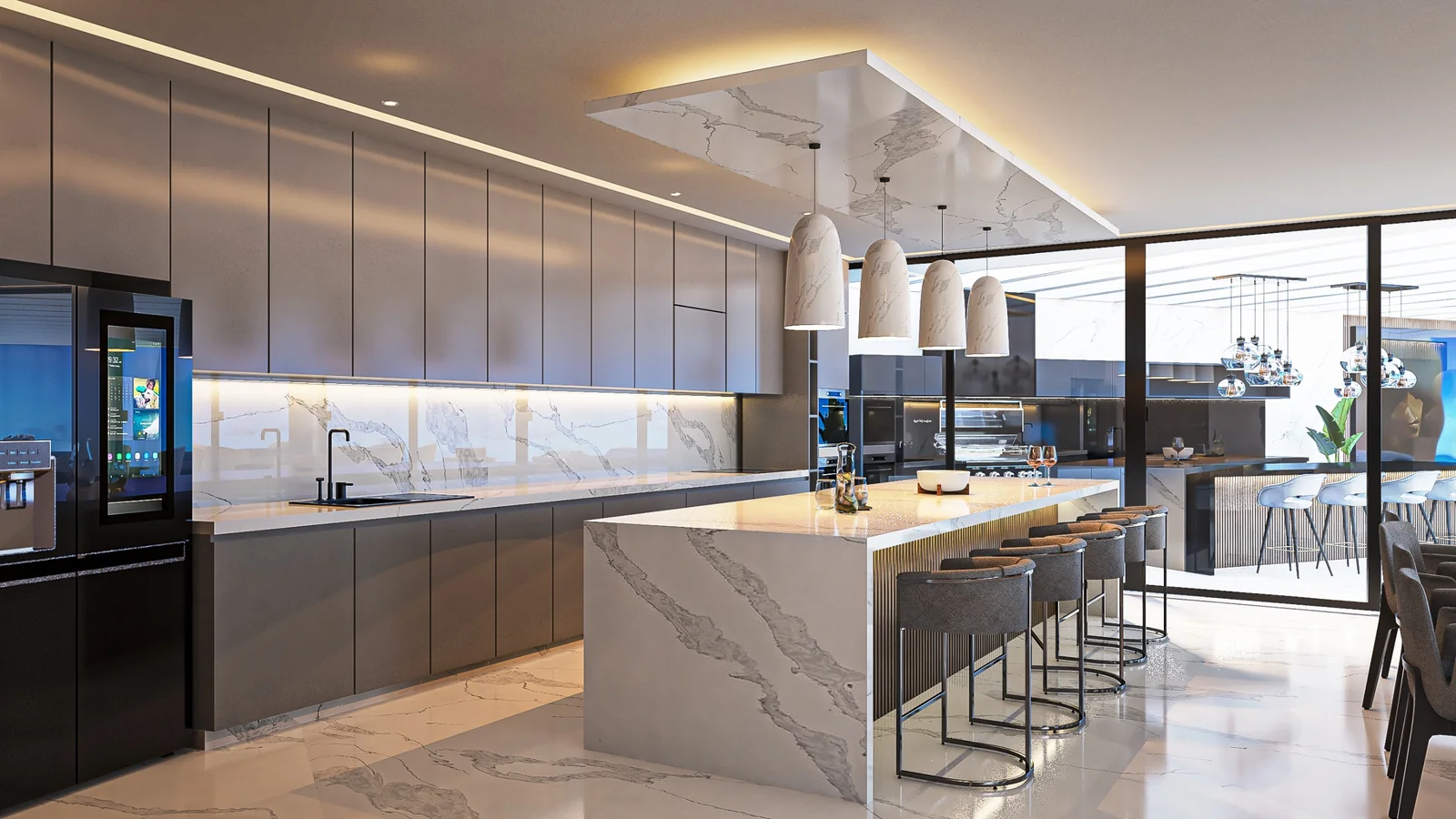 Cocina con isla del penthouse Midnight, Nova Bay, Tankah, Tulum