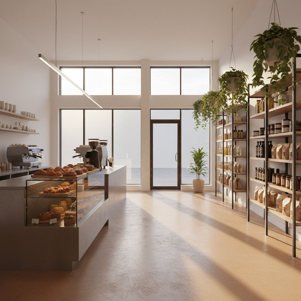 Modern neighborhood café interior