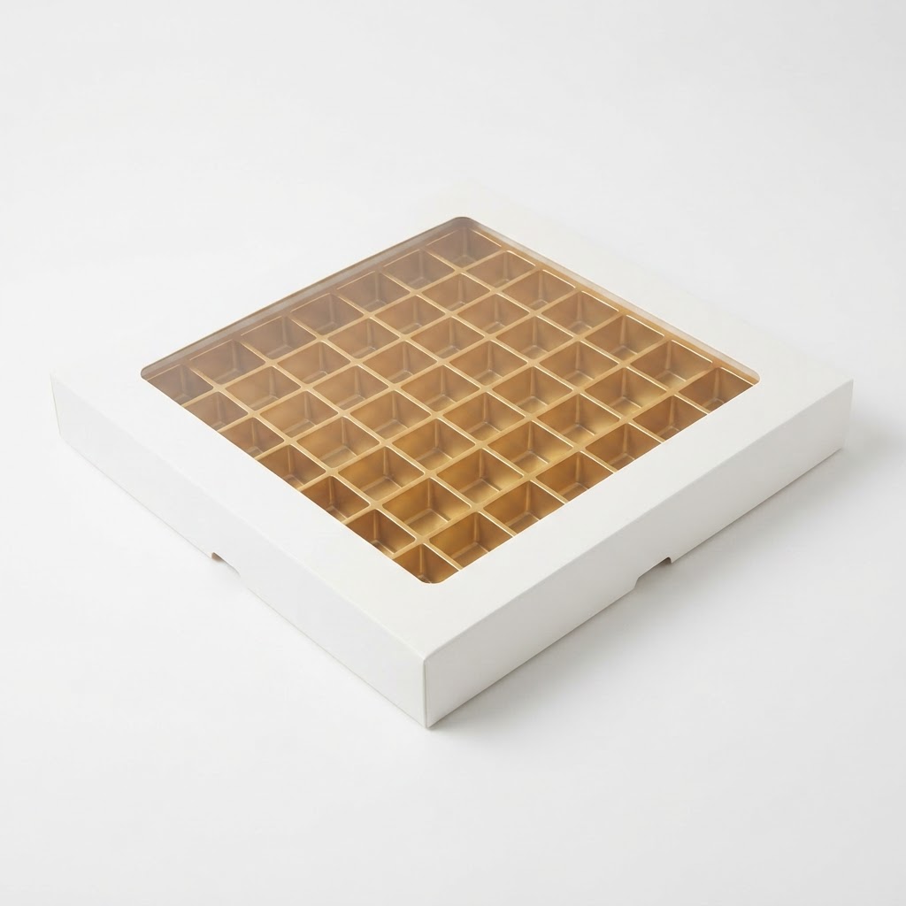 Choclate Box 49Pc Window Tray Golden