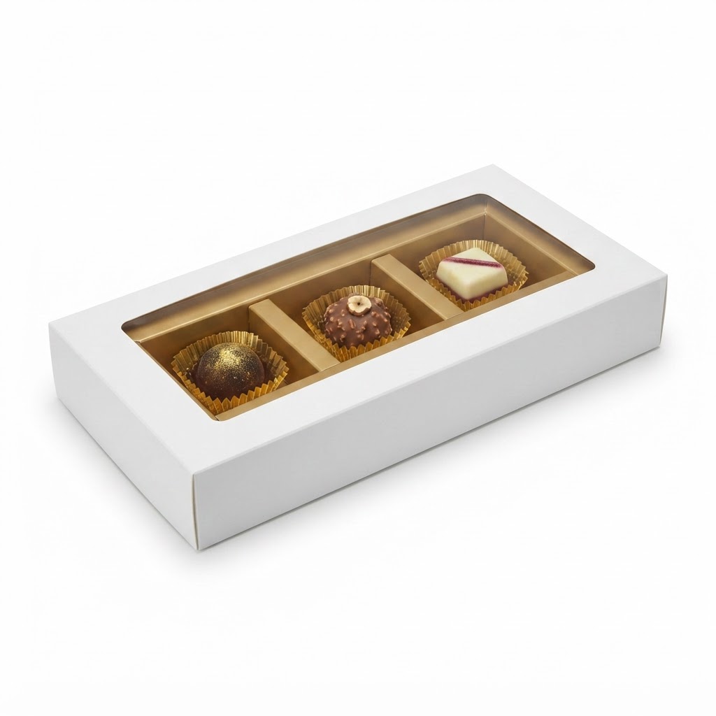 Choclate Box 3 Comp Window White Inside Golden