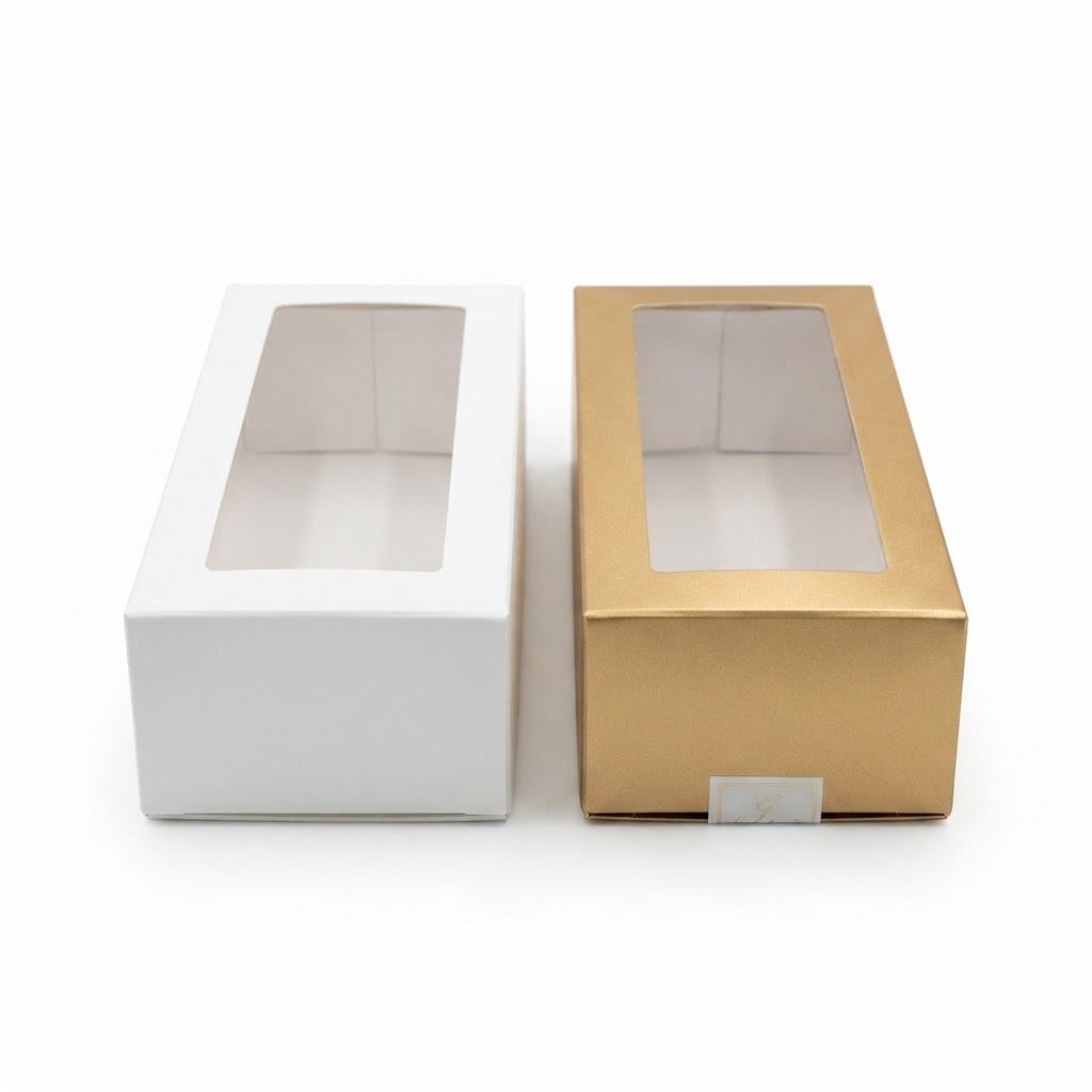 Gift Box Window White & Golden