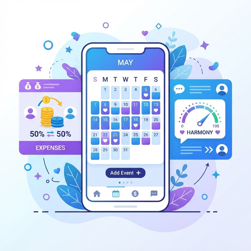 An organized family calendar, expense split, and calm conversation on one phone