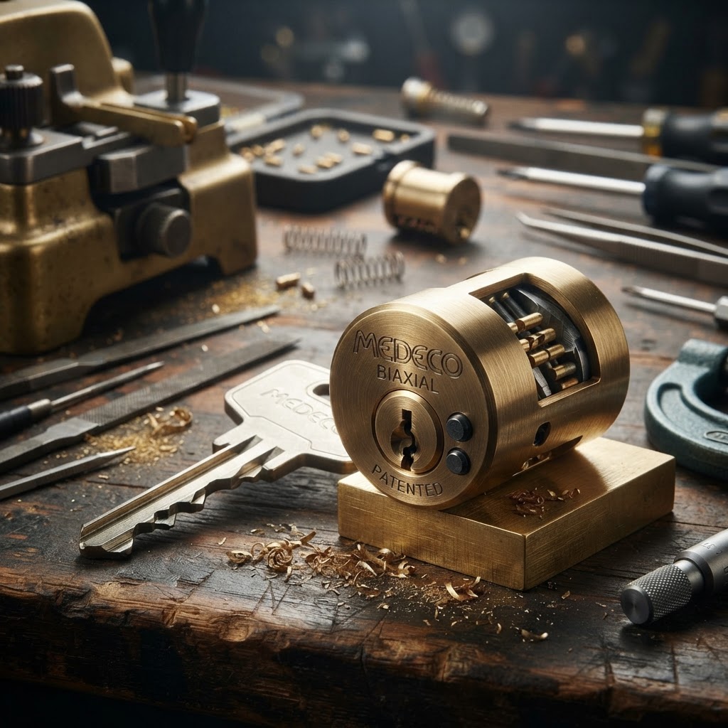 Medeco high-security lock — High-security cylinders — pick & drill resistant. Professional Medeco lock product. CT Locksmith Service LLC installs, rekeys, and repairs Medeco locks in New Haven County, CT, licensed CT # LCK.0000220